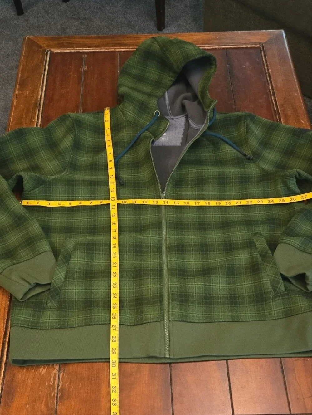 The North Face Green Plaid Hoodie Jacket - Picture 4 of 7
